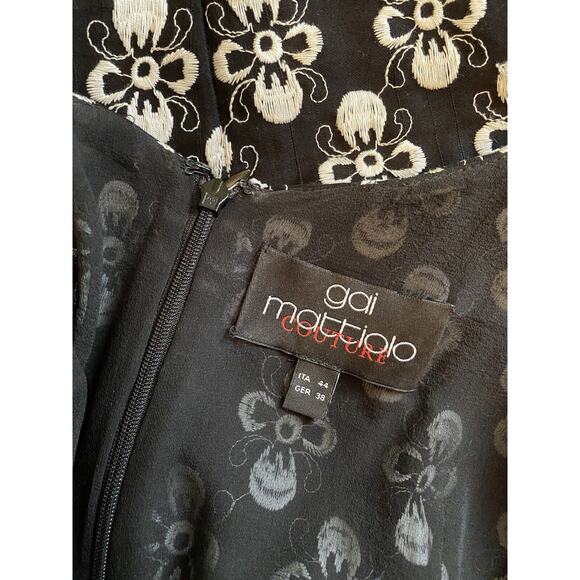 Gai Mattiolo Couture Black Embroidered Dress Blazer Suit Set Sz 44 Italy Runway - Picture 8 of 10